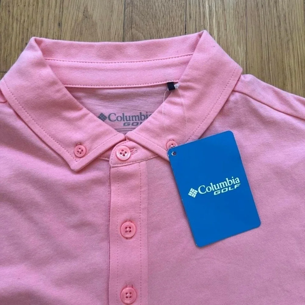 New Columbia Sportswear pink golf polo shirt, Men's Large - Picture 2 of 7